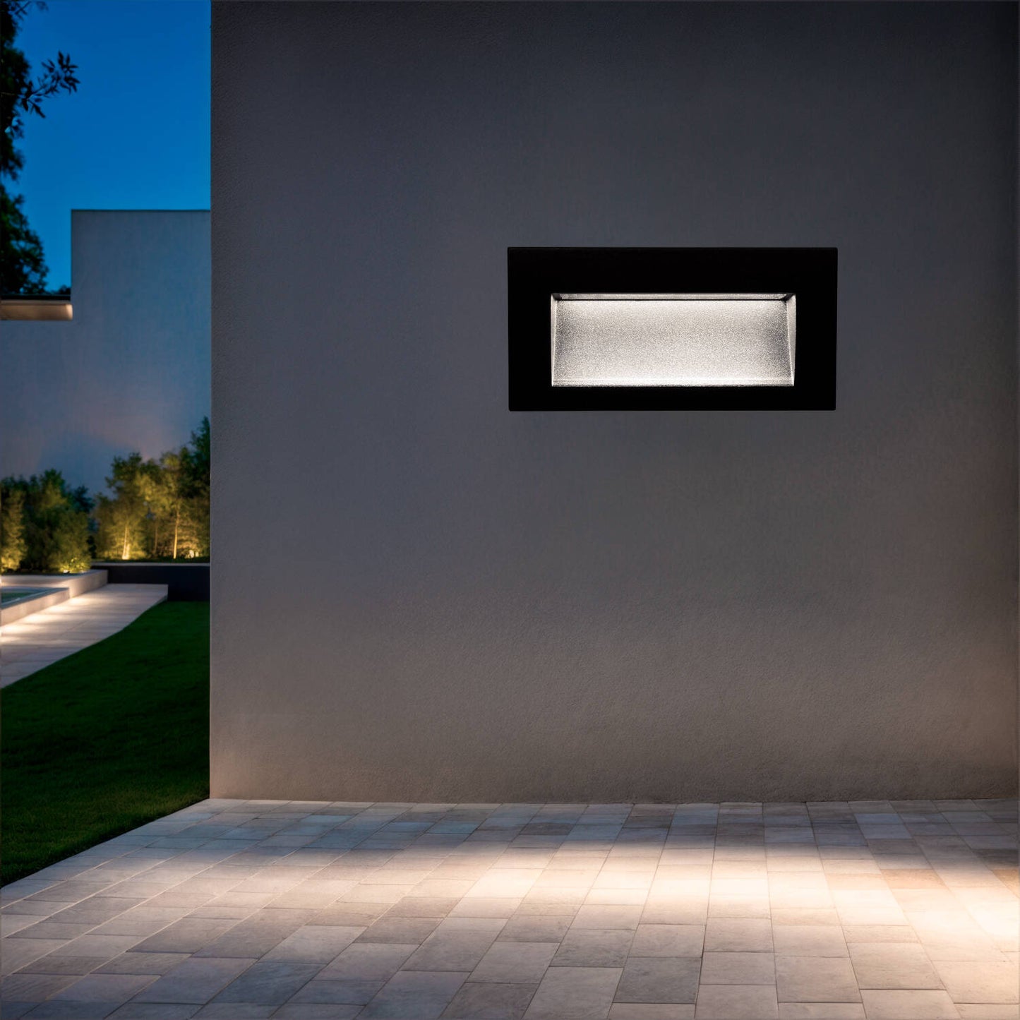 Baliza Exterior LED 4W Empotrable Pared Rectangular Aluminio y Cristal Edulis