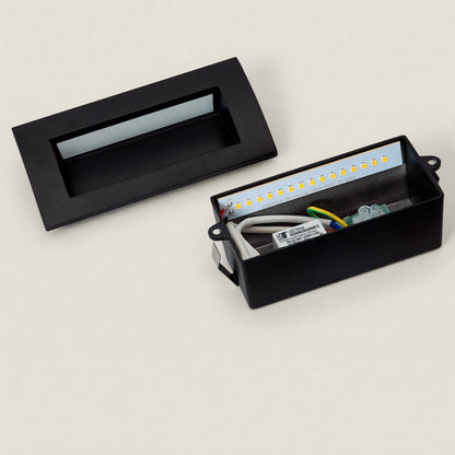Baliza Exterior LED 4W Empotrable Pared Rectangular Aluminio y Cristal Edulis