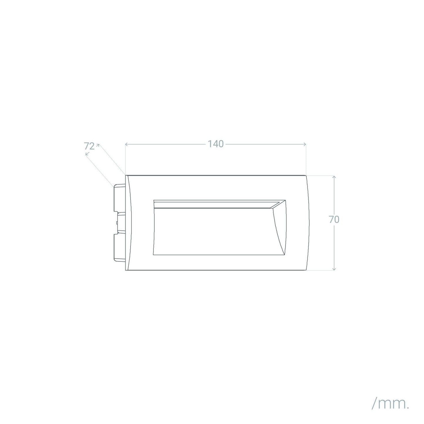 Baliza Exterior LED 4W Empotrable Pared Rectangular Aluminio y Cristal Edulis