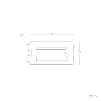 Baliza Exterior LED 4W Empotrable Pared Rectangular Aluminio y Cristal Edulis