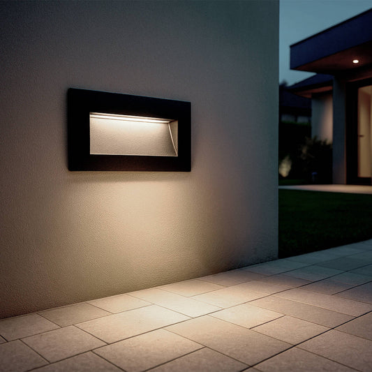 Baliza Exterior LED 4W Empotrable Pared Rectangular Aluminio y Cristal Edulis