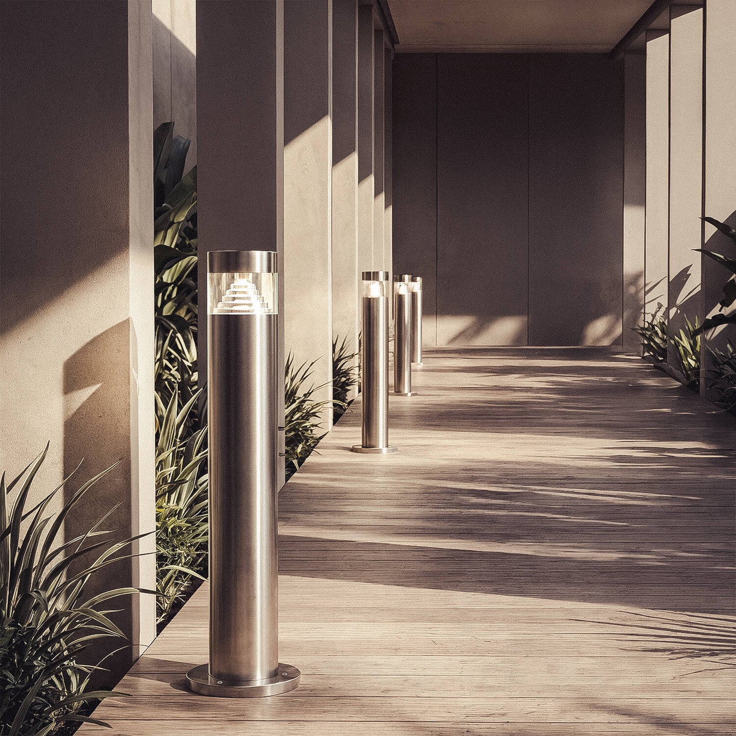 Baliza Exterior LED 5W Superficie Pie 50cm Acero Inoxidable Inti