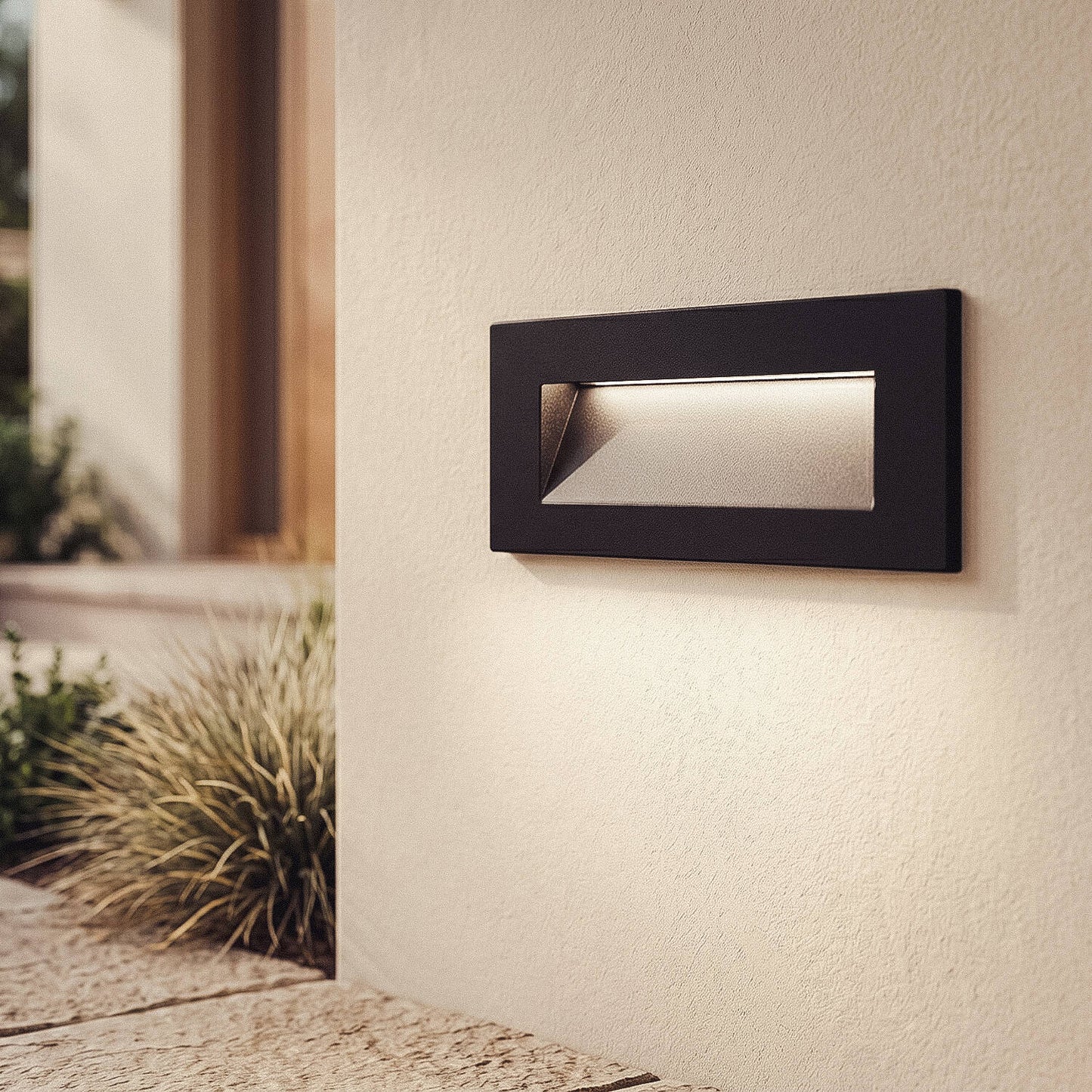 Baliza Exterior LED 7W Empotrable Pared Rectangular Aluminio Negro Groult