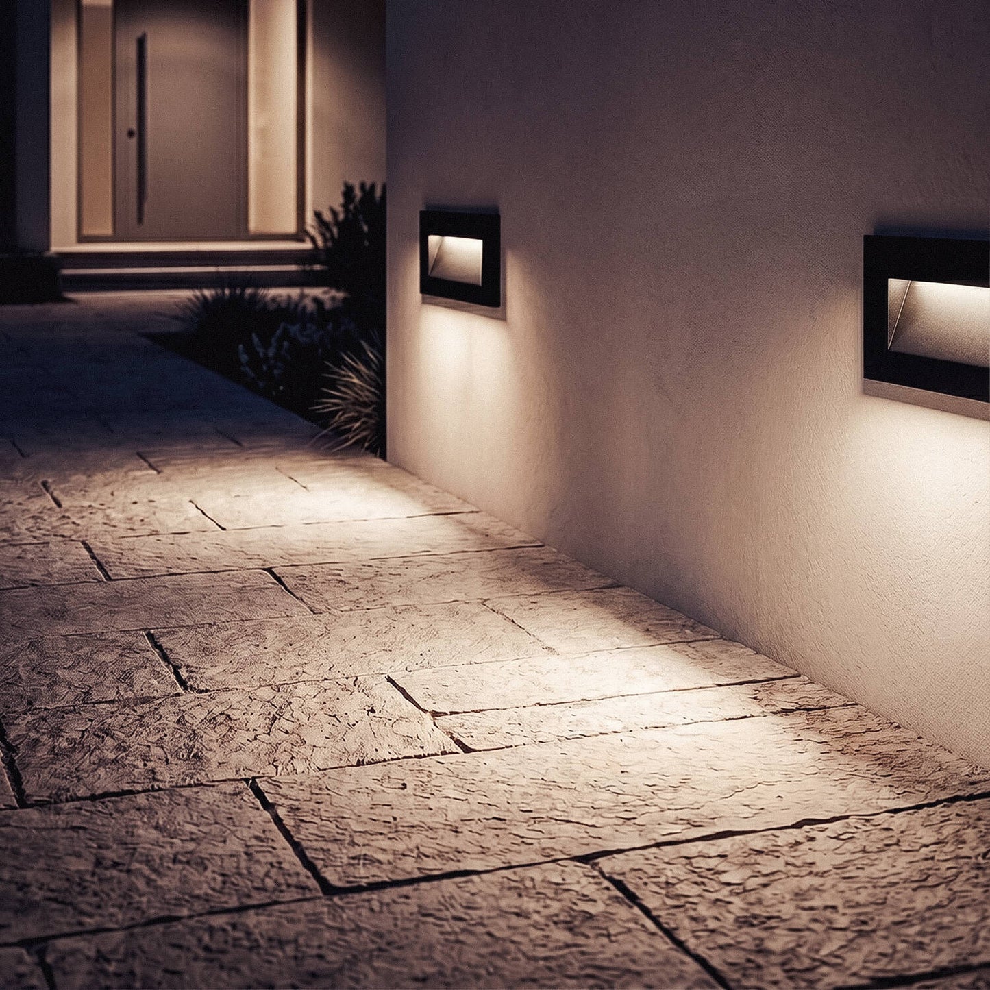 Baliza Exterior LED 7W Empotrable Pared Rectangular Aluminio Negro Groult