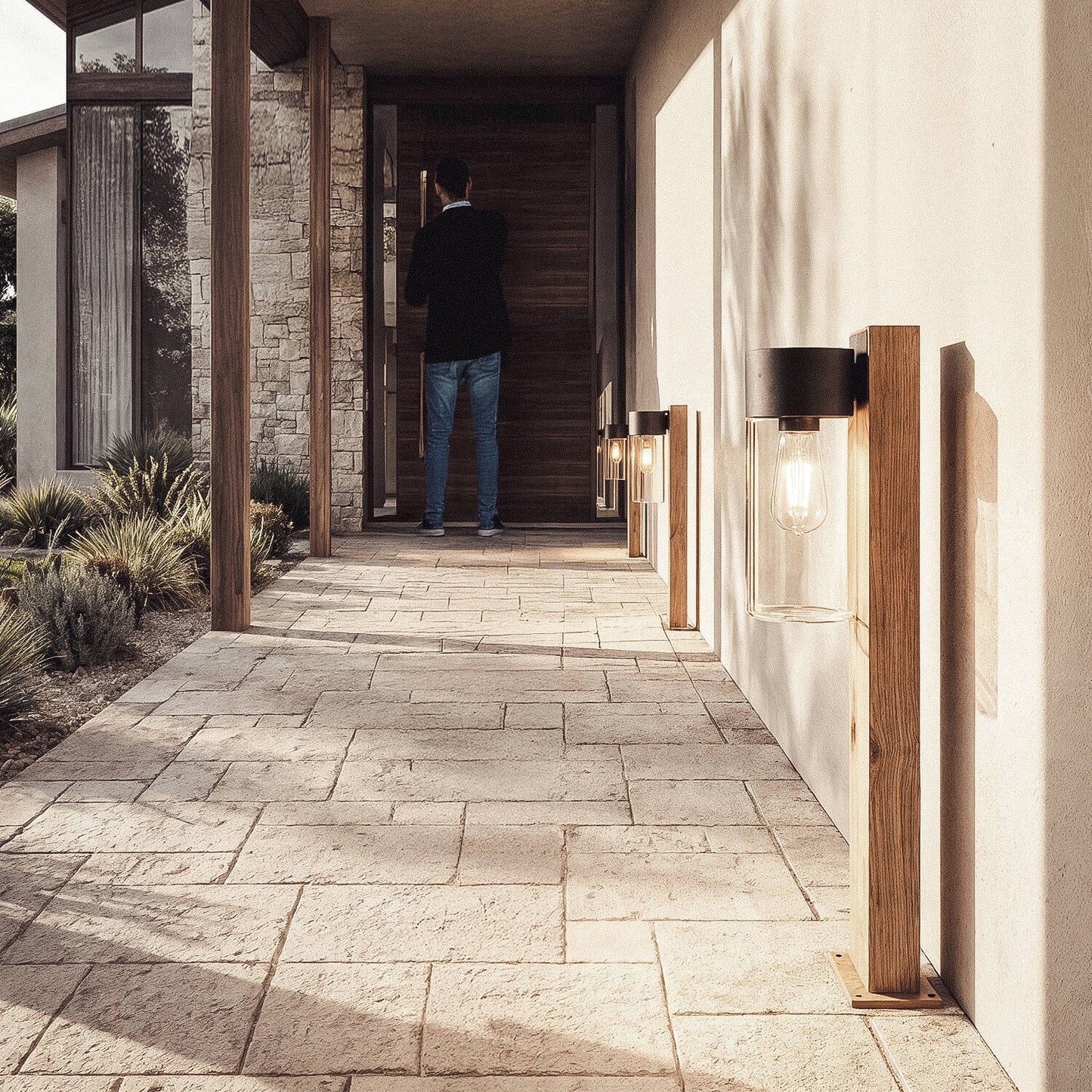 Baliza Exterior Superficie Pie 50cm Acero Inoxidable y Cristal Isoba