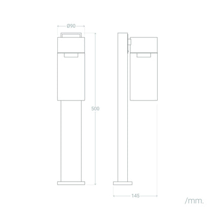 Baliza Exterior Superficie Pie 50cm Acero Inoxidable y Cristal Isoba