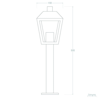 Baliza Exterior Superficie Pie 50cm Aluminio Mukom