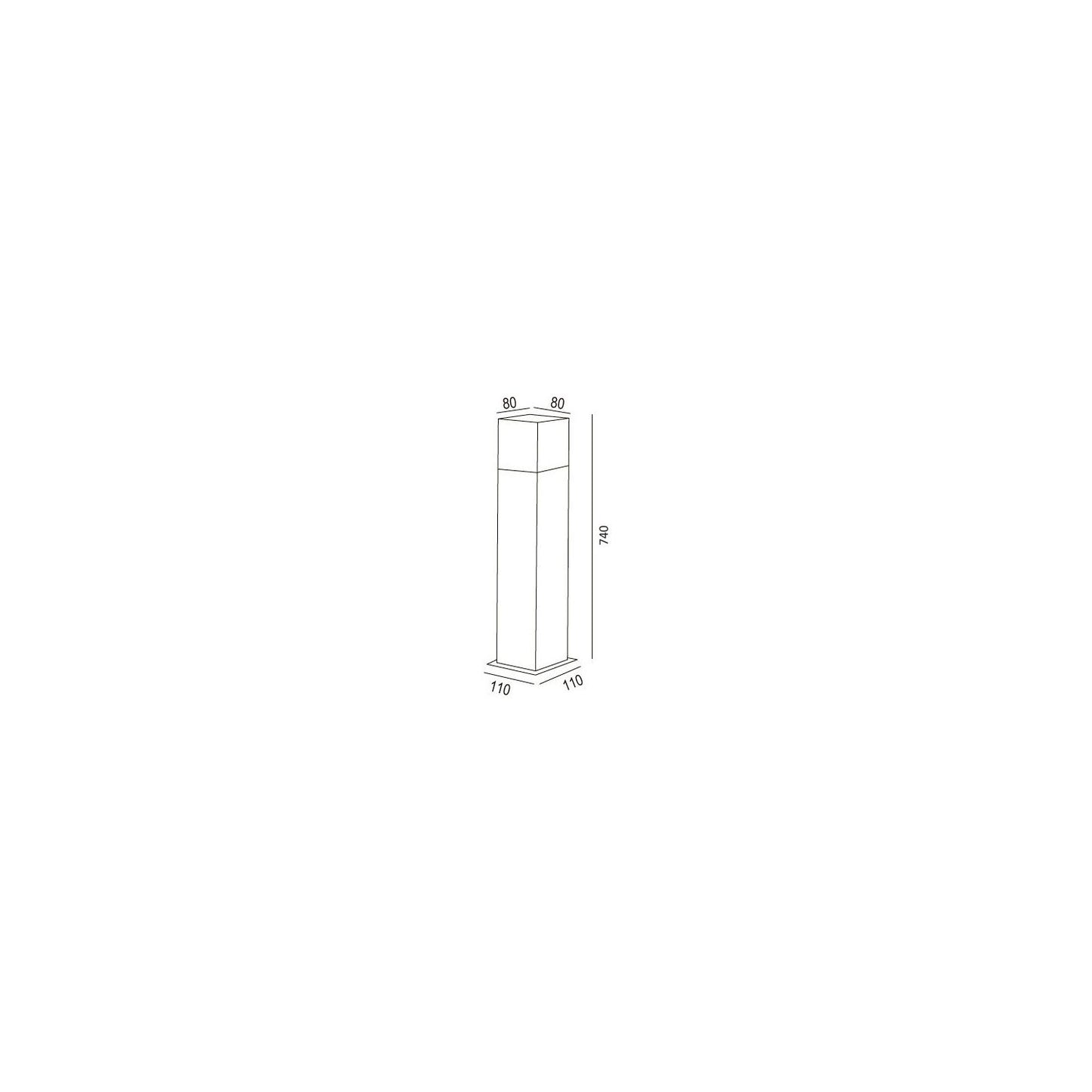 Baliza Exterior Superficie Pie 74cm Augusta Negra