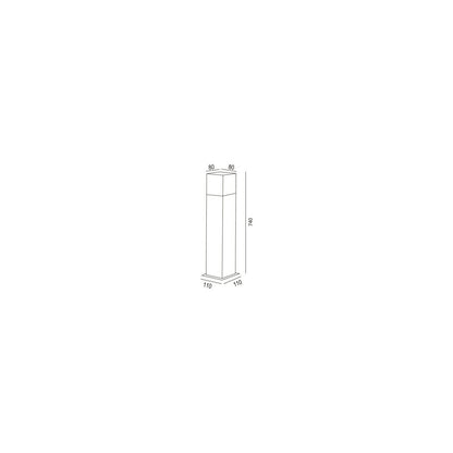 Baliza Exterior Superficie Pie 74cm con Detector de Movimiento Augusta Negra