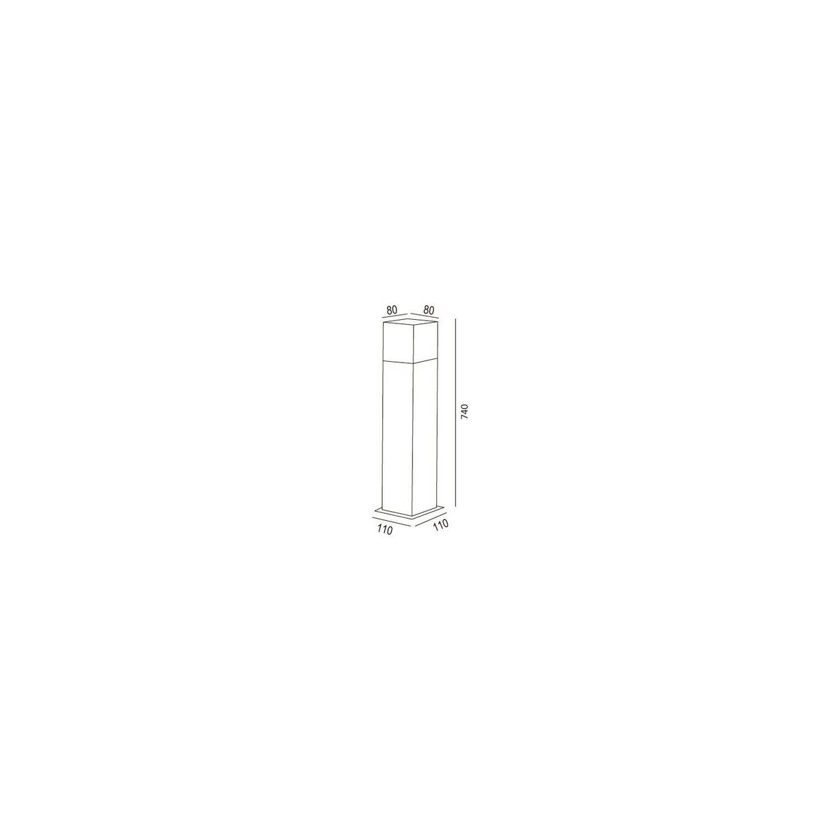 Baliza Exterior Superficie Pie 74cm con Detector de Movimiento Augusta Negra