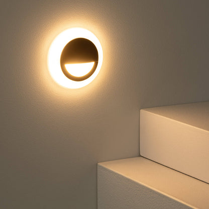 Baliza LED 3W Empotrable Aluminio Pared Circular Negro Occulare