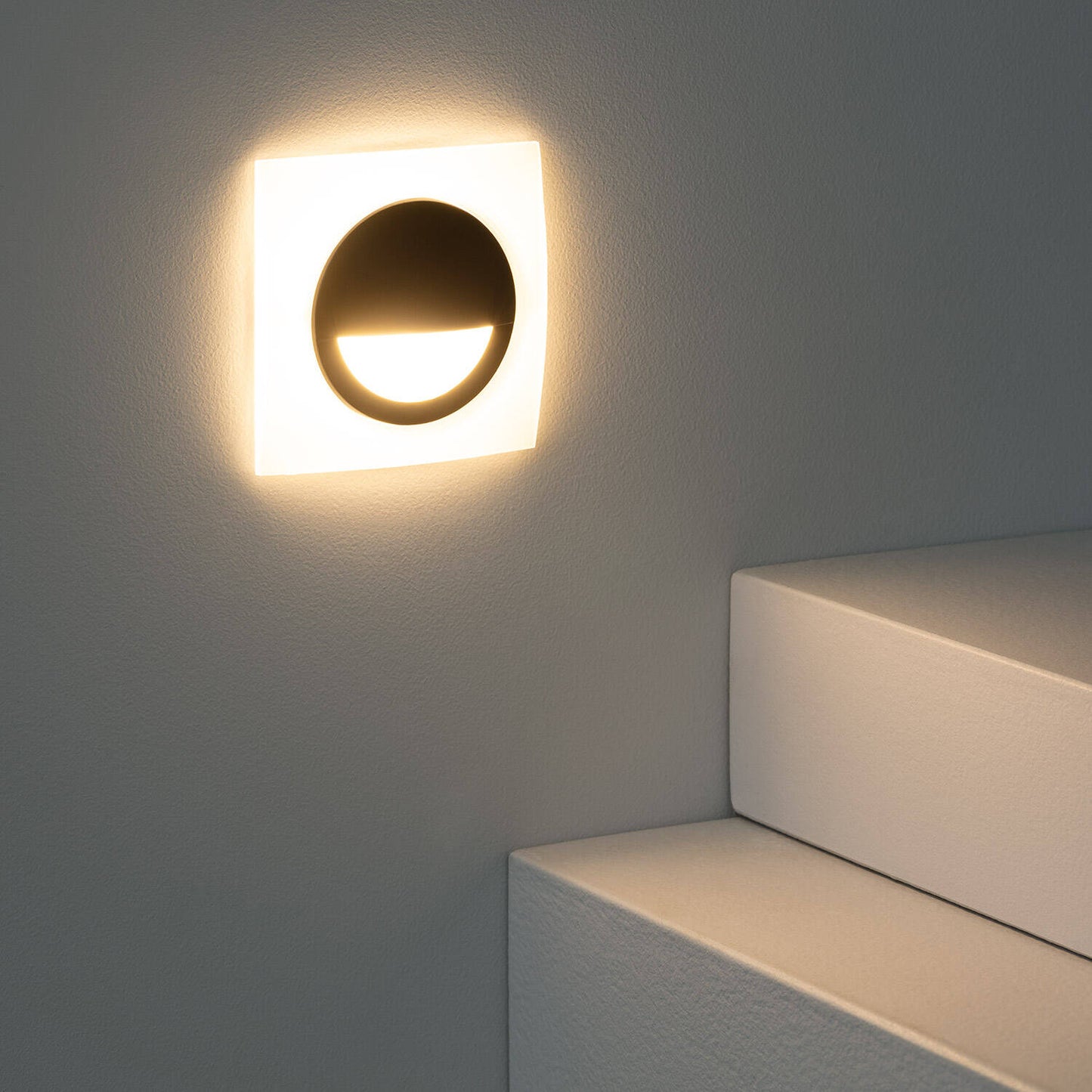 Baliza LED 3W Empotrable Aluminio Pared Cuadrado Negro Occulare