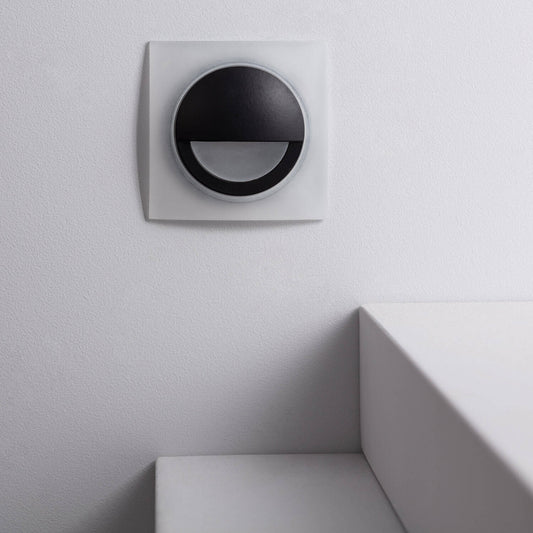 Baliza LED 3W Empotrable Aluminio Pared Cuadrado Negro Occulare