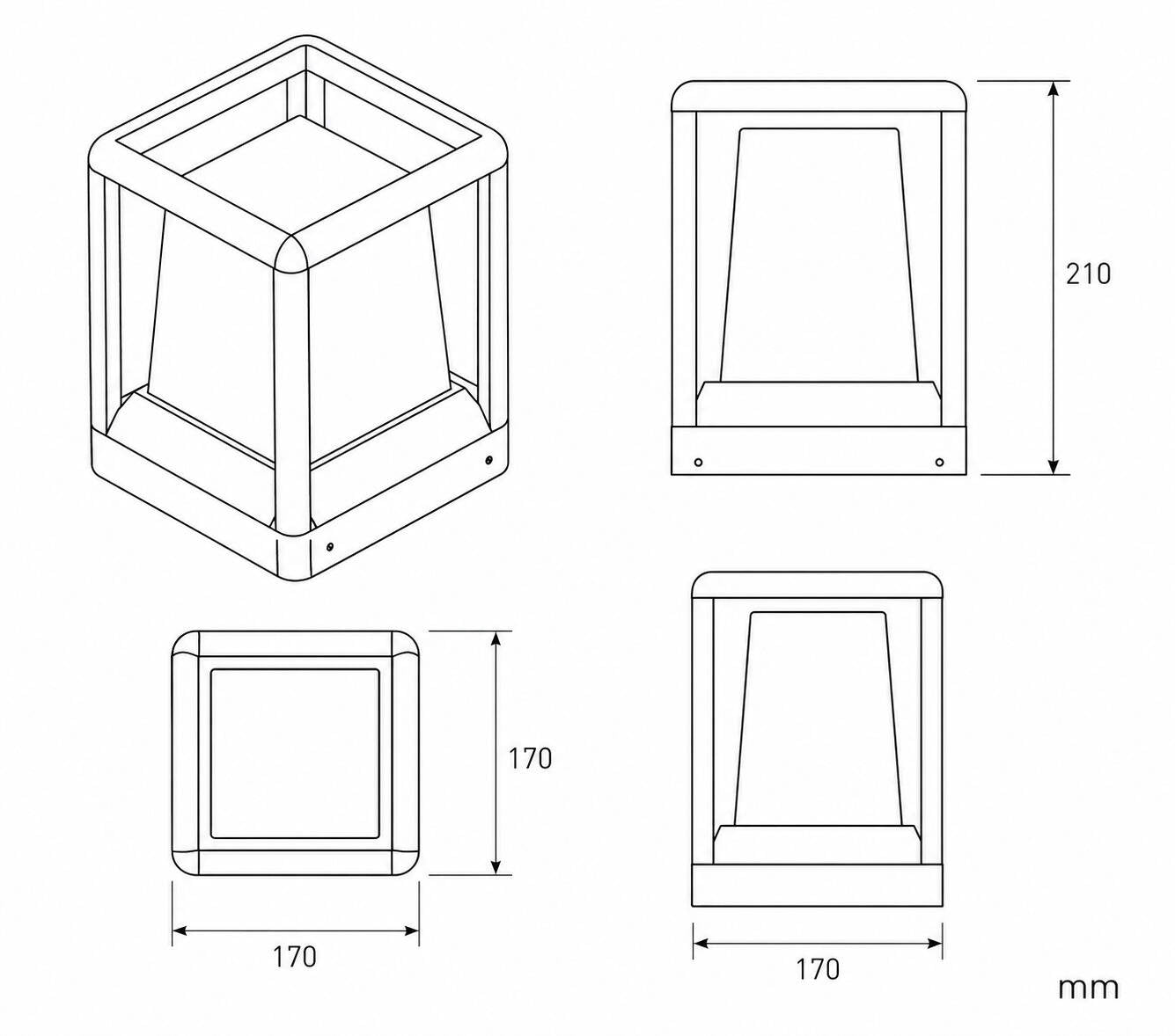 Baliza Sobremuro Exterior E27 Aluminio 21cm Indo