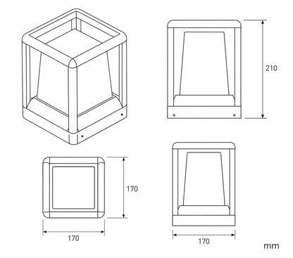 Baliza Sobremuro Exterior E27 Aluminio 21cm Indo
