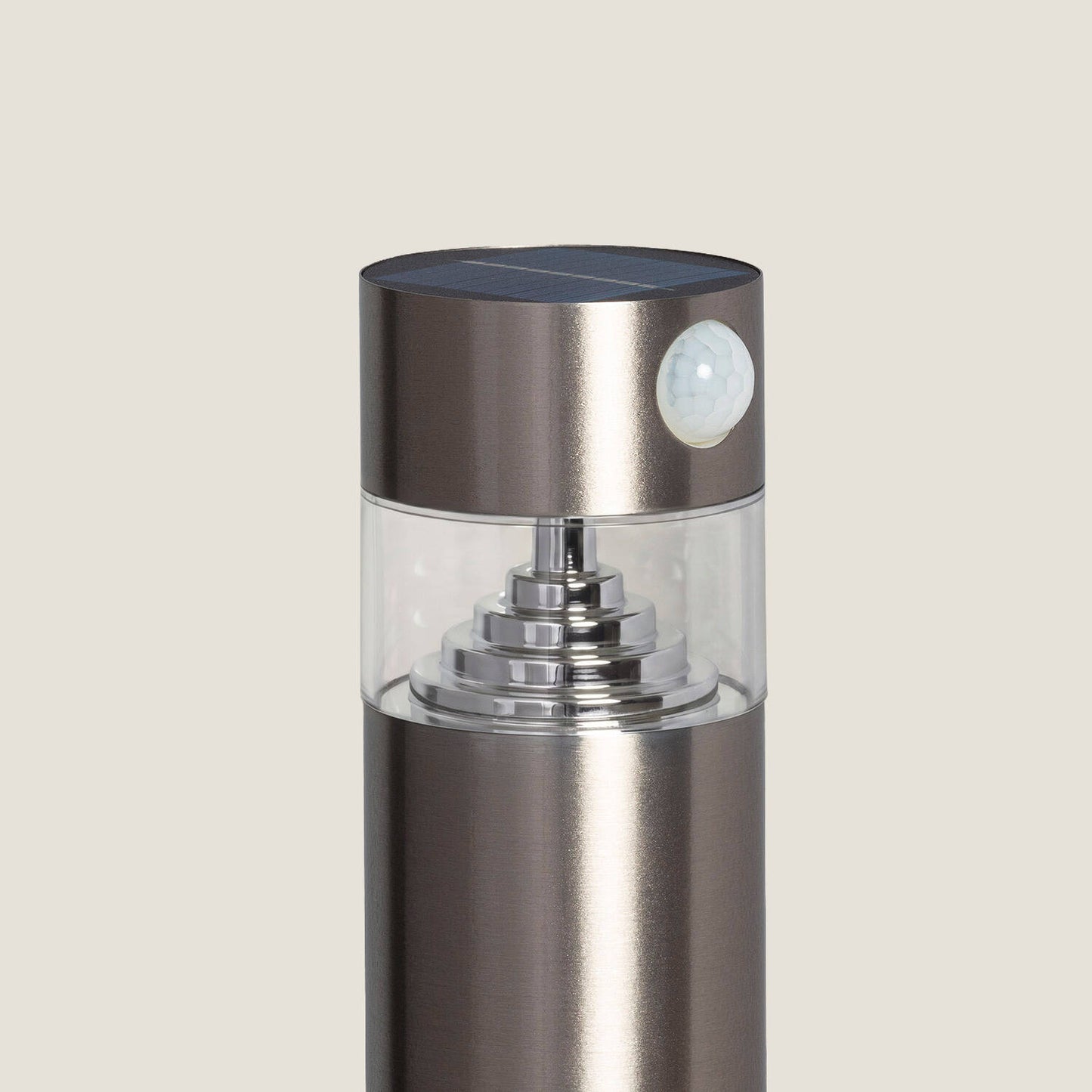 Baliza Solar Exterior LED 1.5W Superficie Pie 50cm Acero Inoxidable con Detector de Movimiento Inti