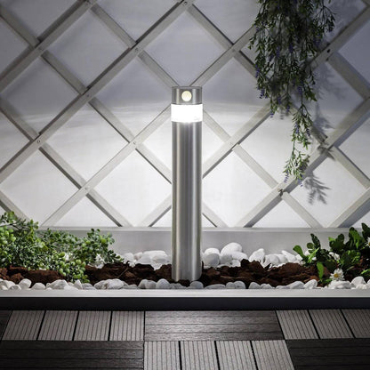 Baliza Solar Exterior LED 1.5W Superficie Pie 50cm Acero Inoxidable con Detector de Movimiento Inti