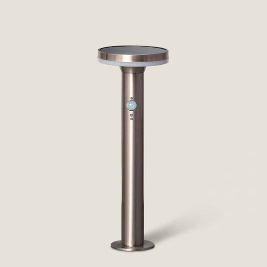 Baliza Solar Exterior LED 6W Superficie Pie 45cm con Detector de Movimiento Helios Inox