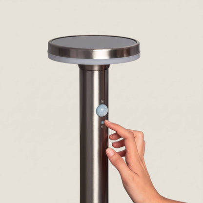 Baliza Solar Exterior LED 6W Superficie Pie 45cm con Detector de Movimiento Helios Inox