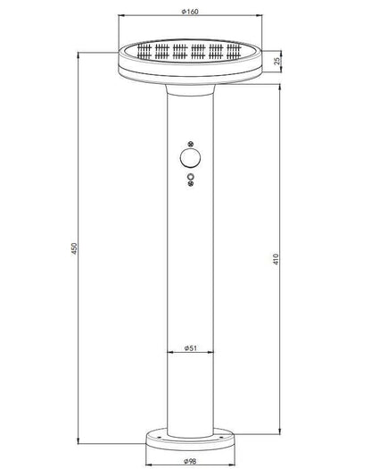 Baliza Solar Exterior LED 6W Superficie Pie 45cm con Detector de Movimiento Helios Inox