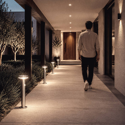Baliza Solar Exterior LED 6W Superficie Pie 45cm con Detector de Movimiento Helios Inox
