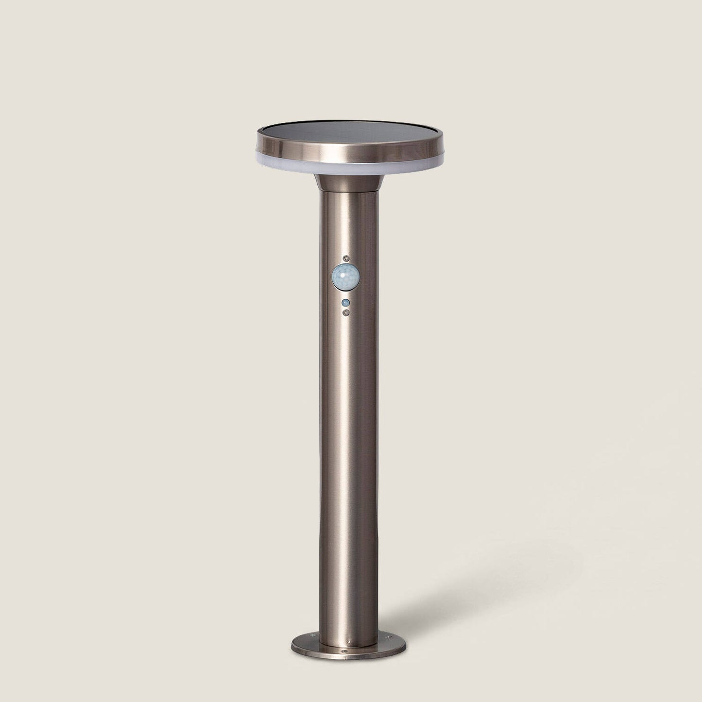 Baliza Solar Exterior LED 6W Superficie Pie 45cm con Detector de Movimiento Helios Inox