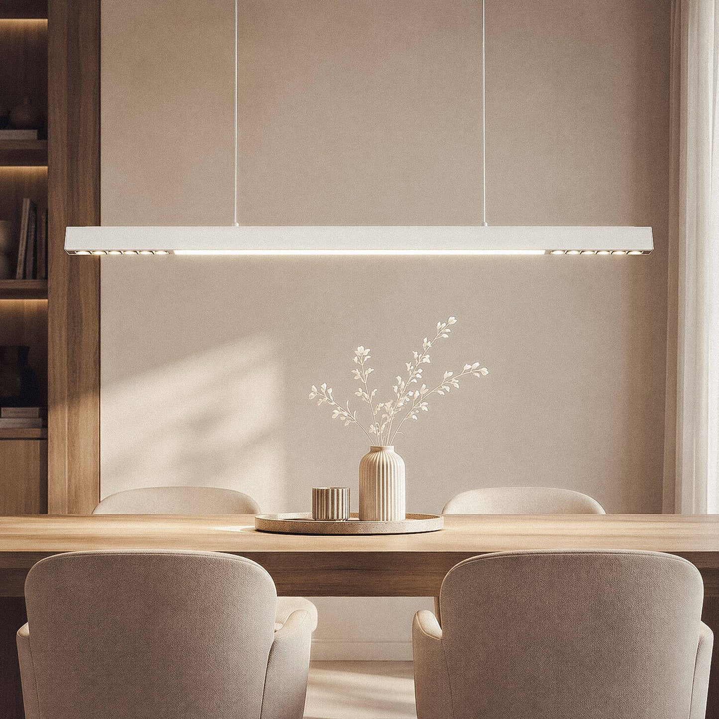 Lámpara Colgante Lineal LED 42W Aluminio Blanco Seleccionable Iluminación Doble Cara Funky Chaka