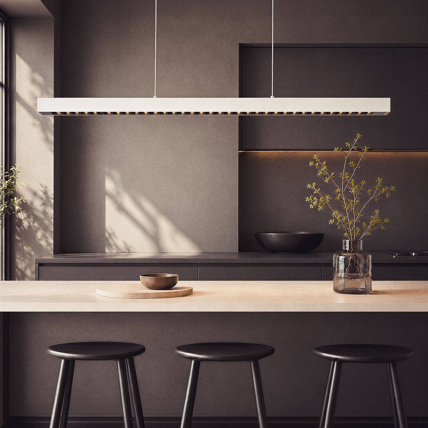 Lámpara Colgante Lineal LED 42W Aluminio Blanco Seleccionable Iluminación Doble Cara Funky Sly