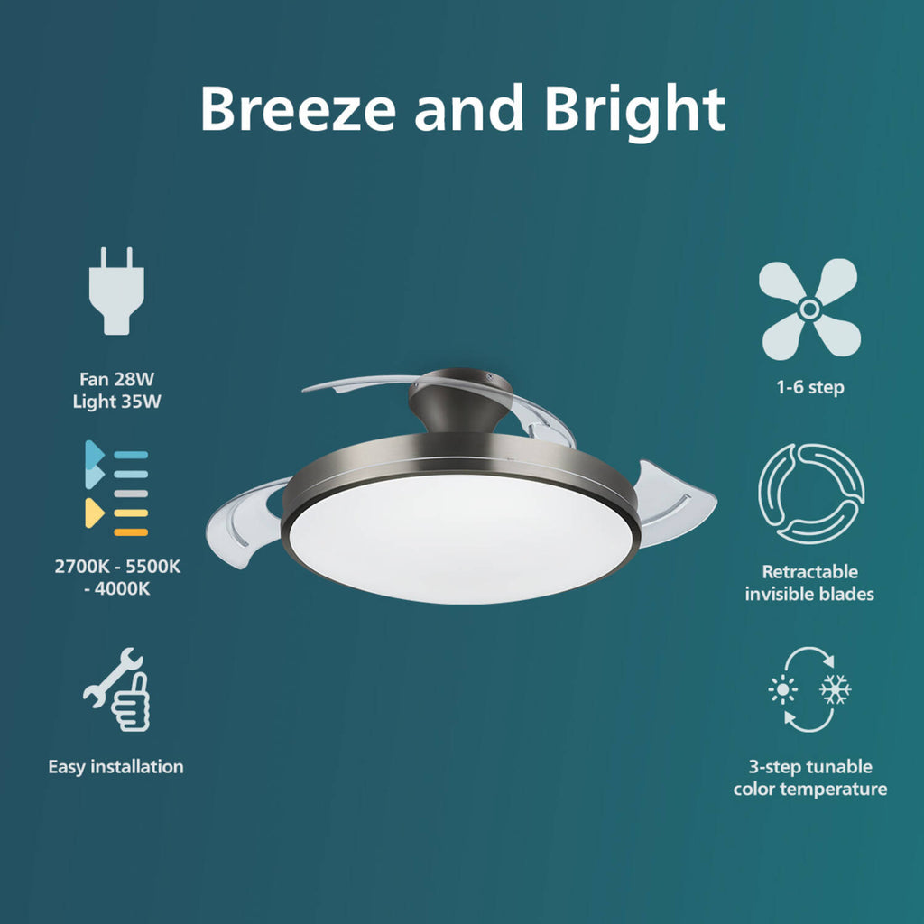 Ventilador de techo Silencioso Atlas 49cm Motor DC PHILIPS 929004081901