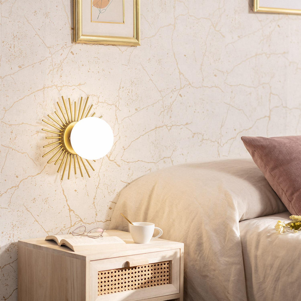 Aplique de Pared de Metal y Cristal Moon