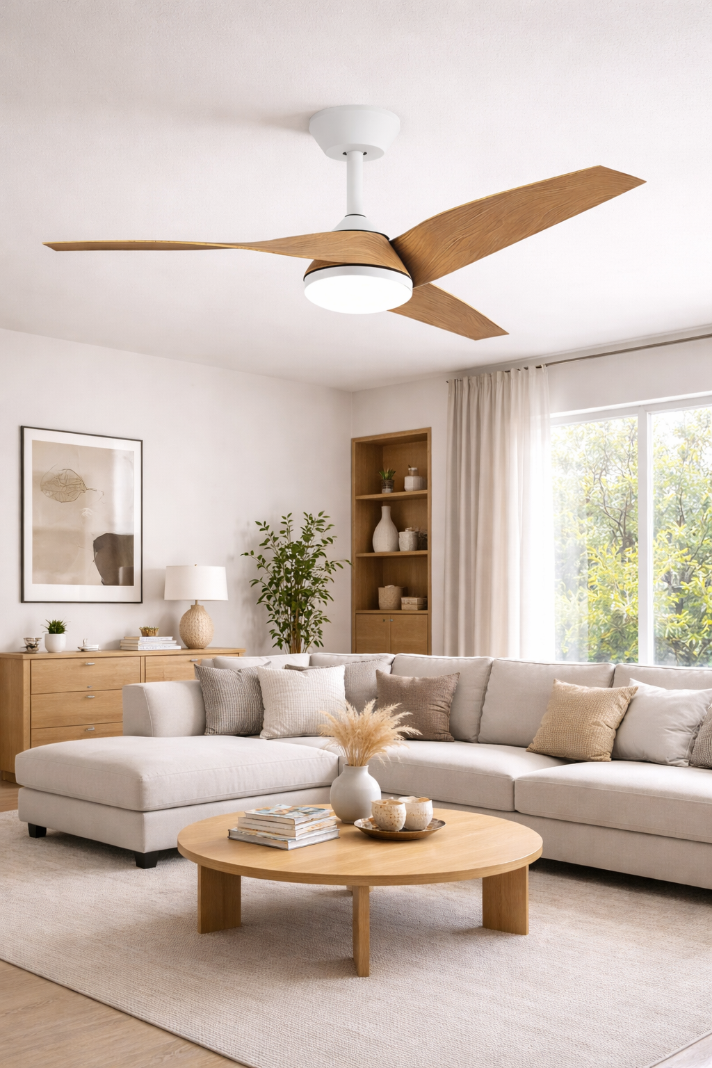 Ventilador de Techo LED PAPUA Blanco | Blanco/Madera | Negro/Madera Ø132cm