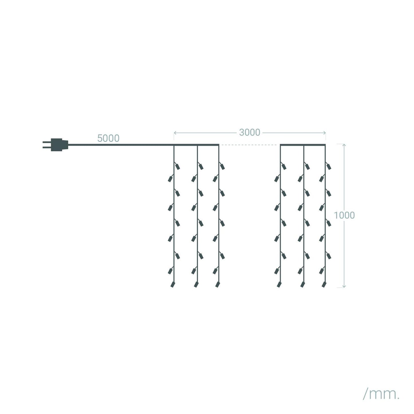 Cortina de Guirnaldas LED 3m Short Negro