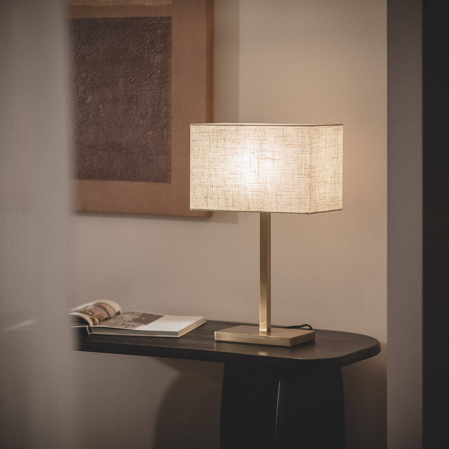 Lámpara de Mesa Metal y Tela con Puerto USB e Interruptor Táctil Katie