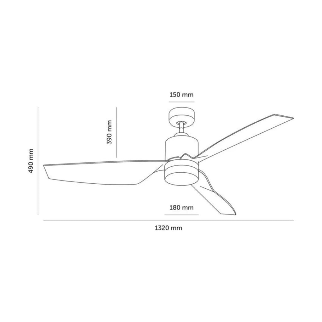 Ventilador de Techo Silencioso Minimal Blanco 132cm Motor DC
