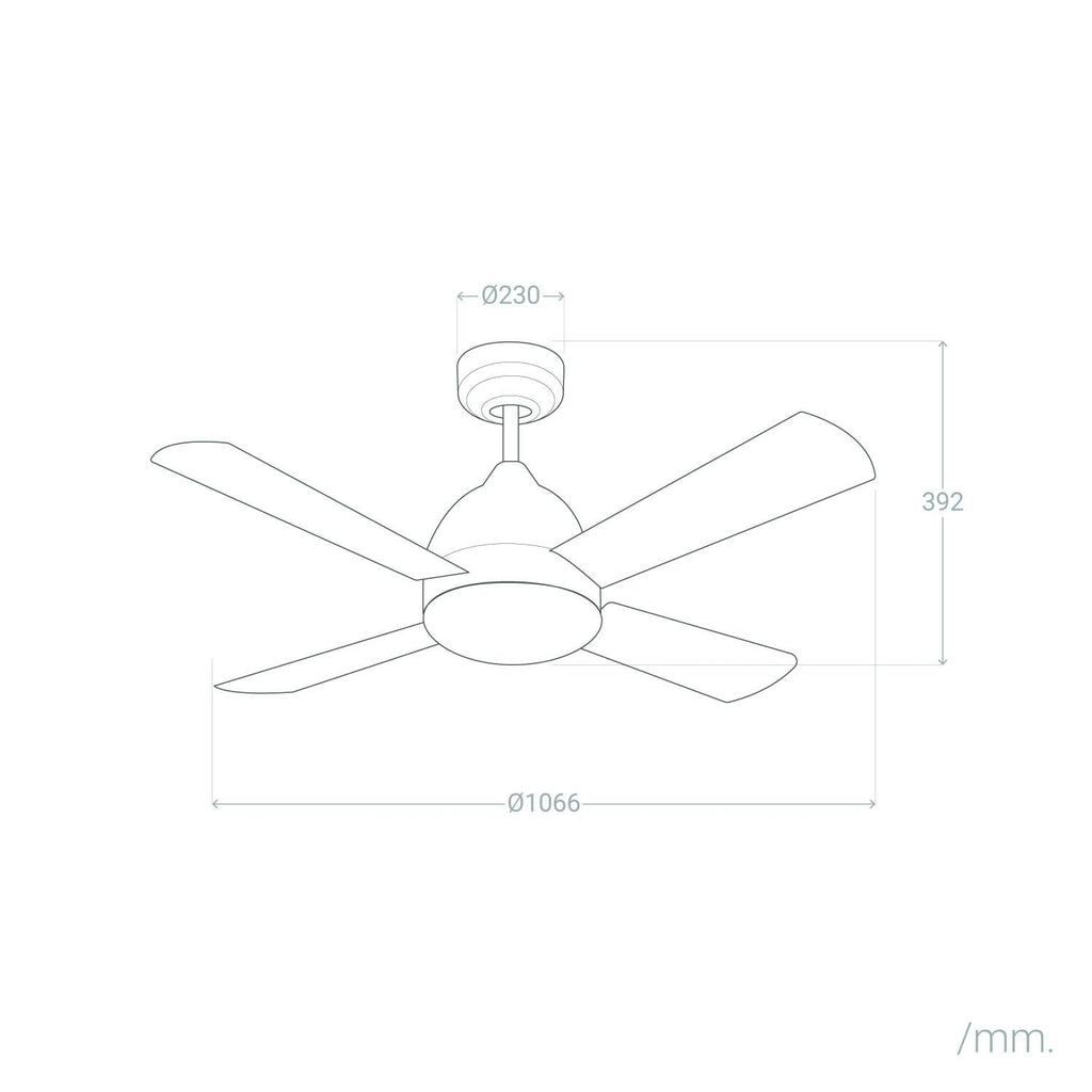 Ventilador de Techo Borneo Negro Aspas Reversibles 106.6cm Motor AC LEDS-C4 VE-0006-MAR