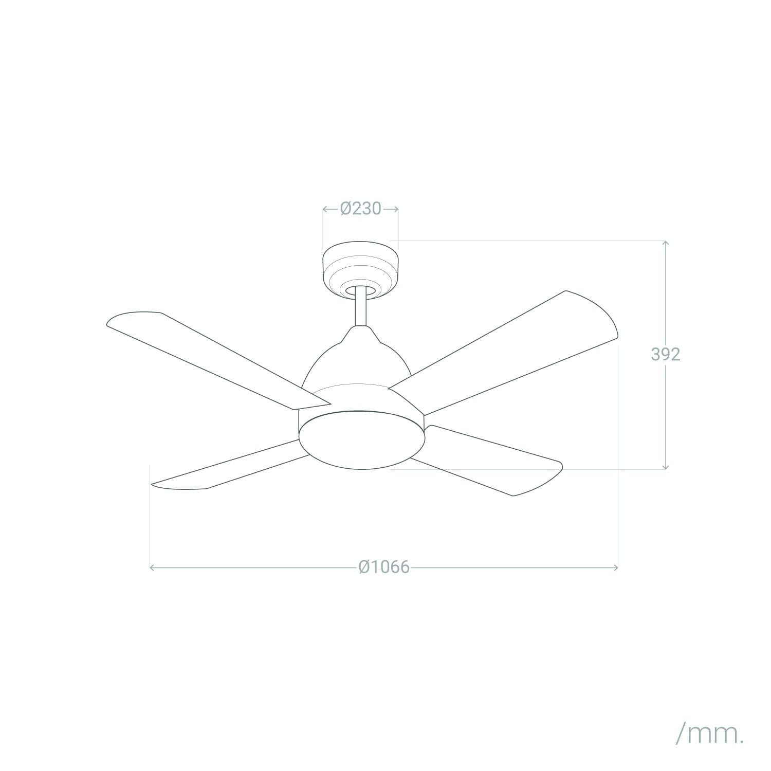 Ventilador de Techo Borneo Negro Aspas Reversibles 106.6cm Motor AC LEDS-C4 VE-0006-MAR