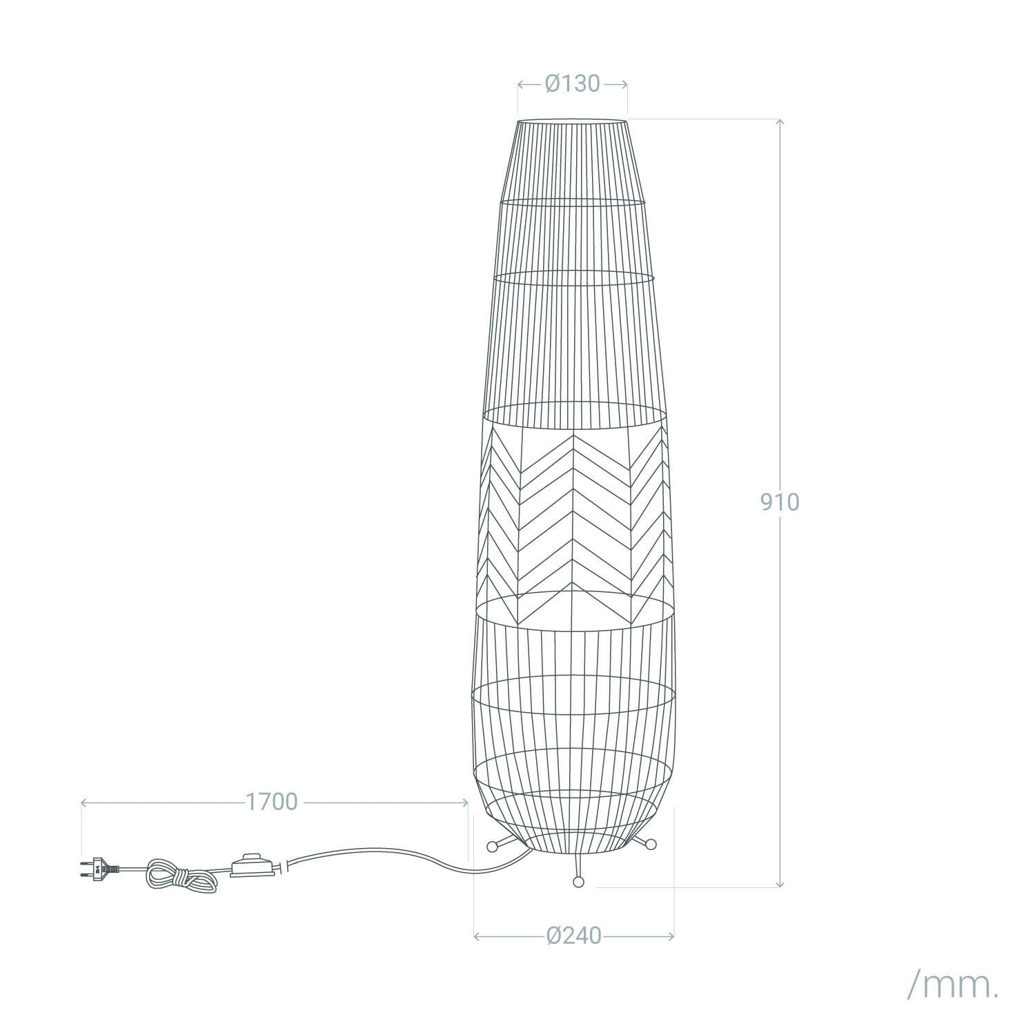 Lámpara de Pie Papel Trenzado Satie