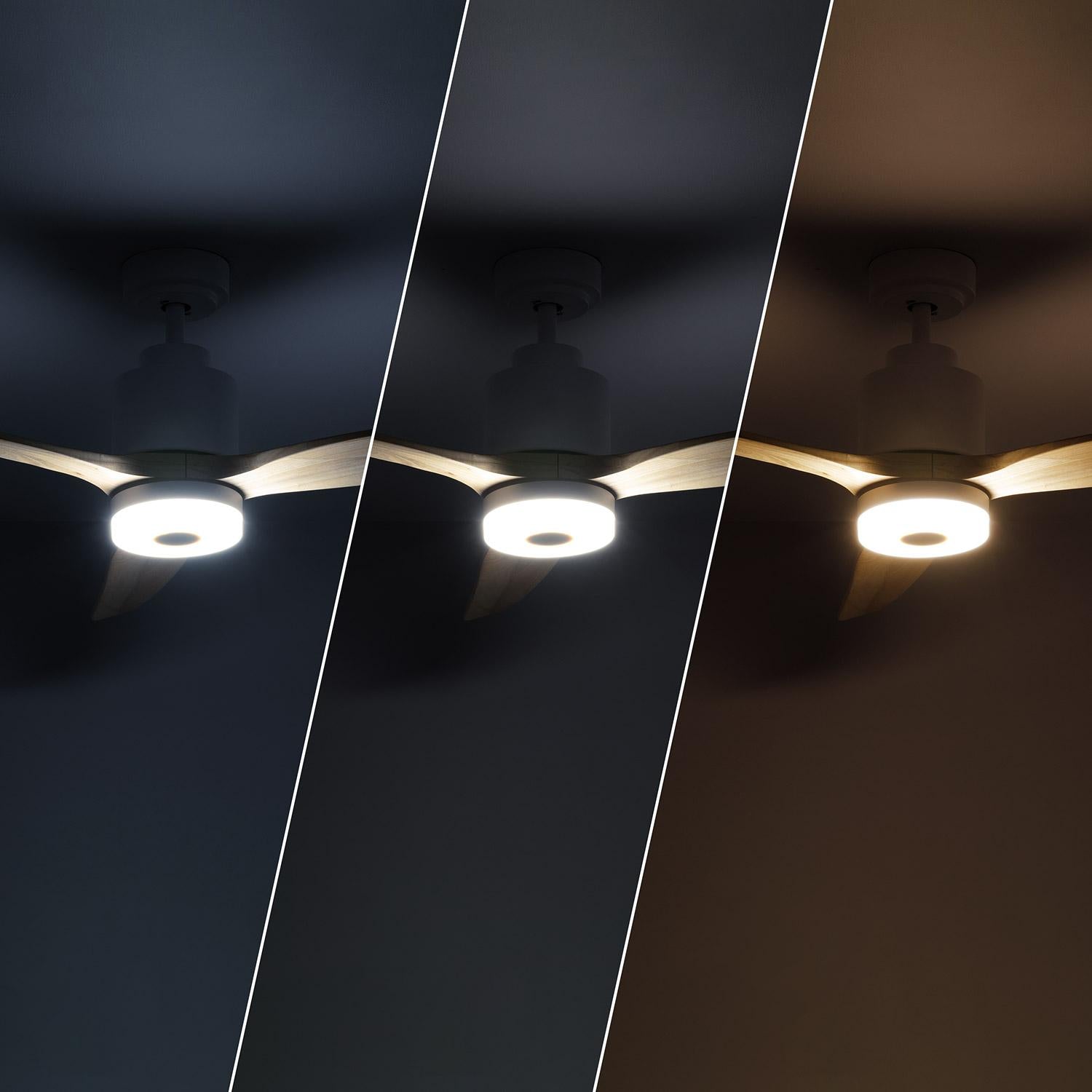 Ventilador de Techo Silencioso Mersin Blanco Madera 132cm Motor DC para Exterior