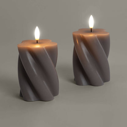 Dos Velas de Cera Decorativa LED con Diseño Ondulado Velia