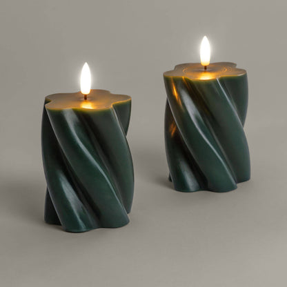 Dos Velas de Cera Decorativa LED con Diseño Ondulado Velia
