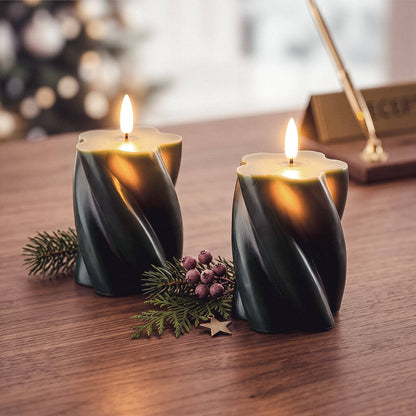 Dos Velas de Cera Decorativa LED con Diseño Ondulado Velia