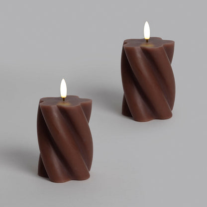 Dos Velas de Cera Decorativa LED con Diseño Ondulado Velia