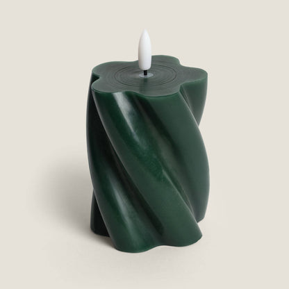 Dos Velas de Cera Decorativa LED con Diseño Ondulado Velia