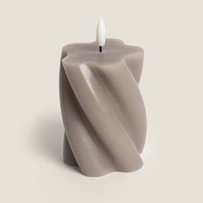 Dos Velas de Cera Decorativa LED con Diseño Ondulado Velia