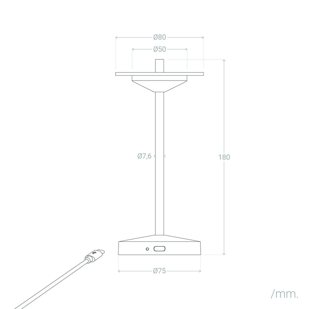 Lámpara de Mesa LED Portátil para Exterior Metal con Batería Recargable Milevani
