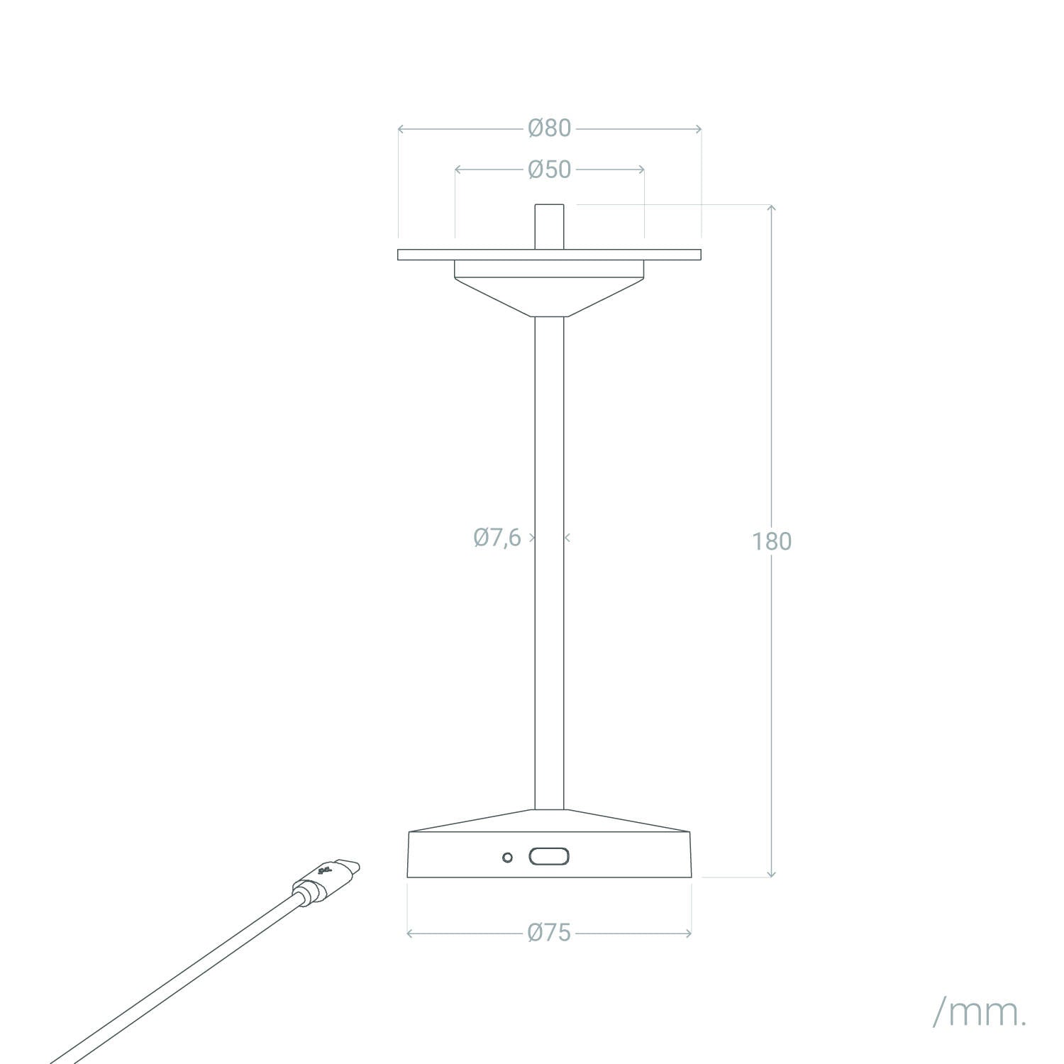 Lámpara de Mesa LED Portátil para Exterior Metal con Batería Recargable Milevani