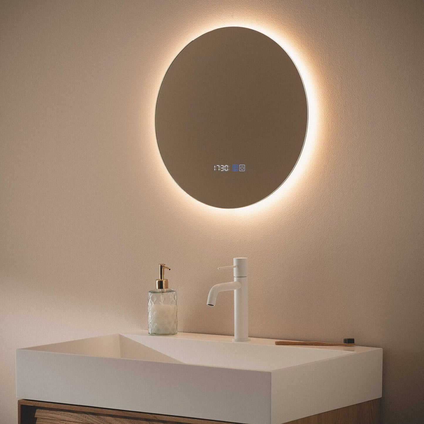 Espejo Baño con Luz LED y Antivaho Ø45 cm Volpe