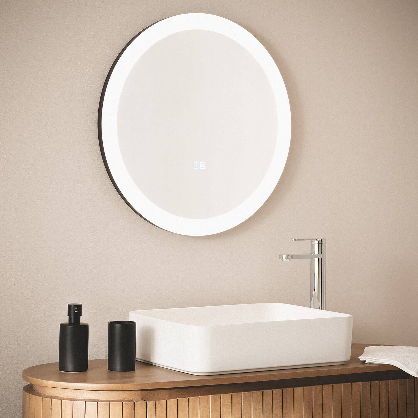 Espejo Baño con Luz LED y Antivaho Ø60 cm Nahia