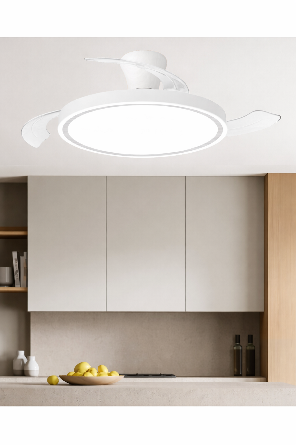 Ventilador de Techo LED KUPER Madera | Blanco Ø40cm