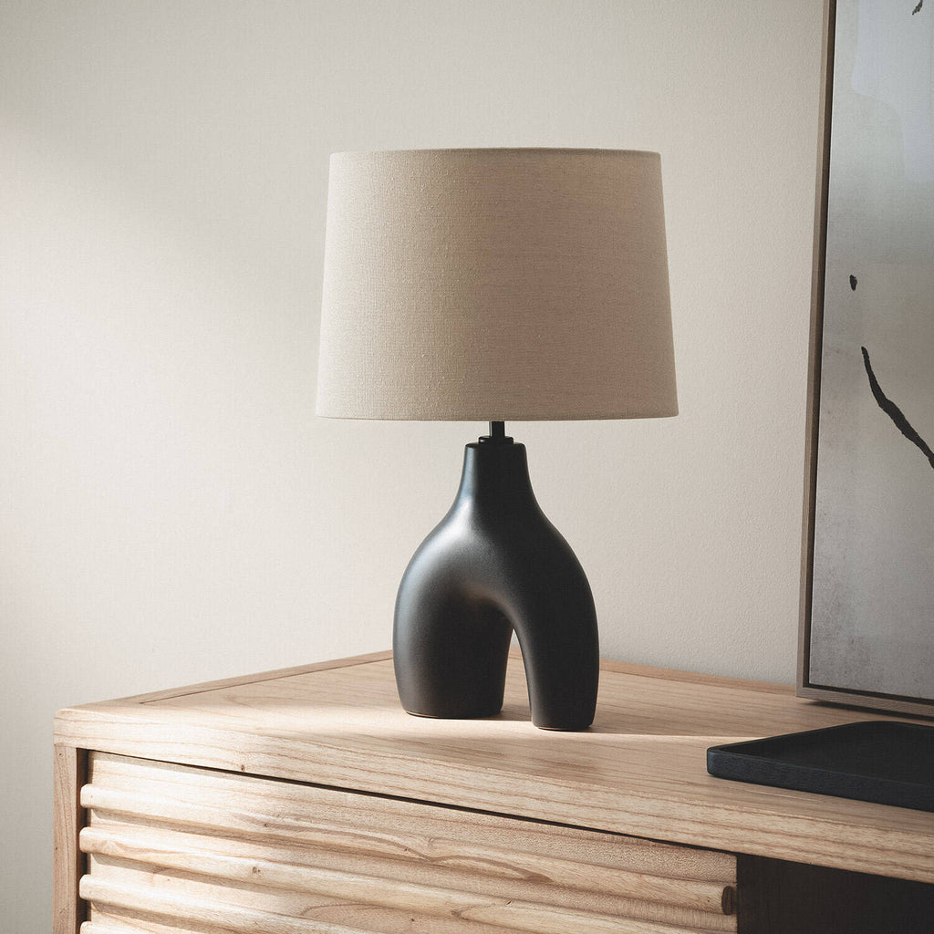 Lámpara de Mesa Cerámica y Lino Ginger
